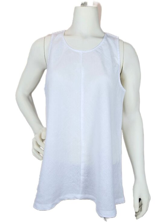Lands' End Tops - Lands' End 100% Linen White Tank Top L 14-16 Coastal Grandma Minimalist Shell